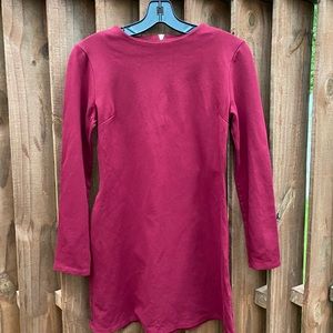 Maroon Long Sleeve Zipper Dress